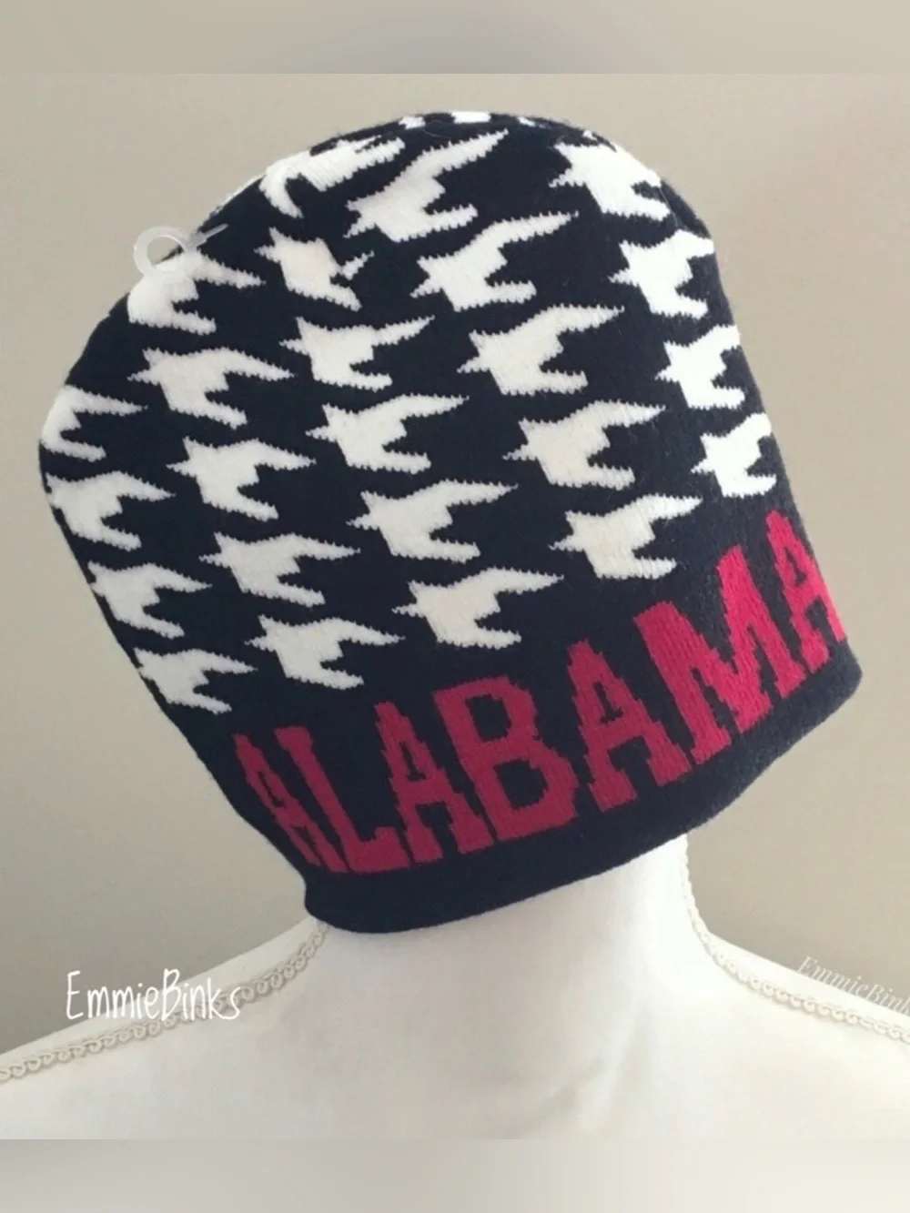 New University of Alabama Houndstooth Beanie Toboggan Hat / Lightweight Bama Hat